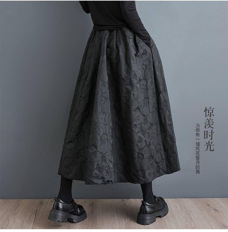 High Waist Floral Maxi A-Line Skirt Product Image