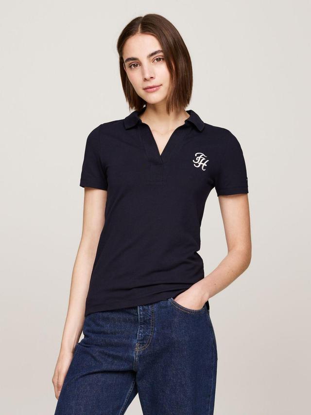 Tommy Hilfiger Women's Slim Fit Open-Neck Stretch Polo Product Image