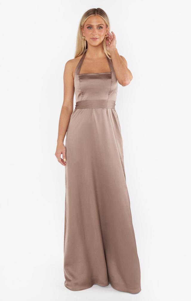 Hazel Halter Maxi Dress ~ Dune Luxe Satin Product Image