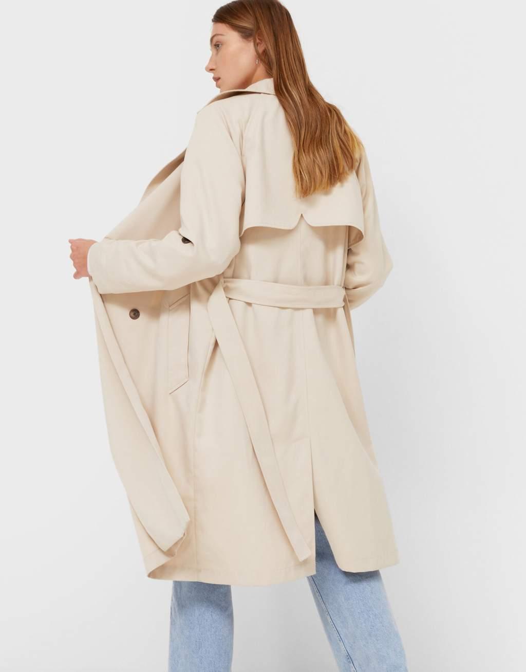 Stradivarius trench coat in light stone Product Image