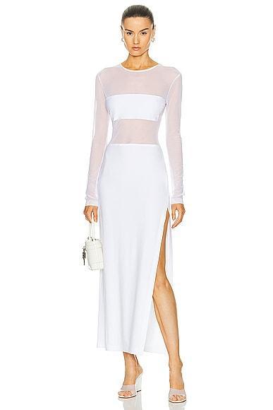 Norma Kamali Dash Dash Side Slit Gown in White Product Image