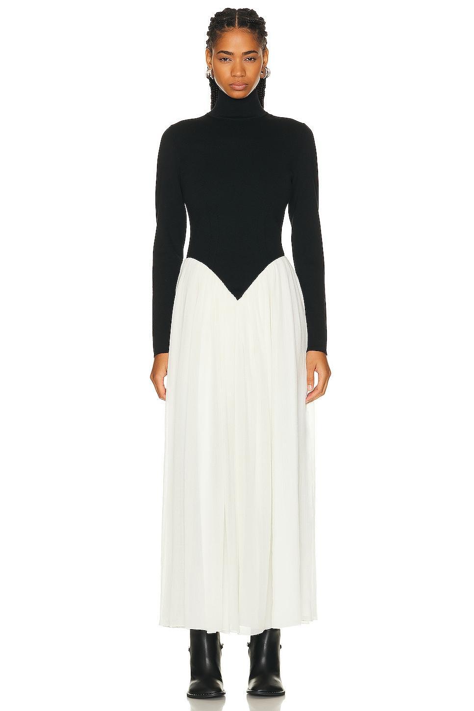 Chloe Colorblock Turtleneck Dress in Black & White 1 - Black,White. Size 38 (also in ). Product Image