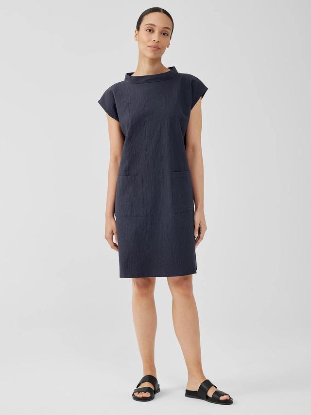 EILEEN FISHER Organic Cotton Pucker Mock Neck Dressfemale Product Image