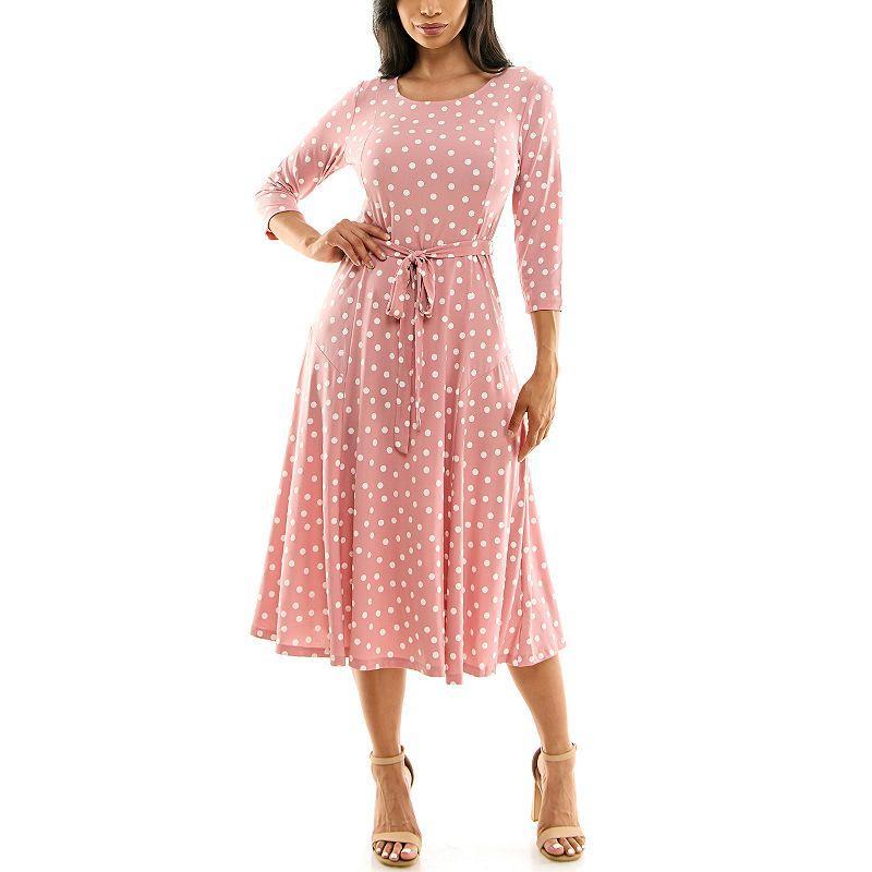 Womens Nina Leonard Print Midi Dress Dusty Pink Product Image