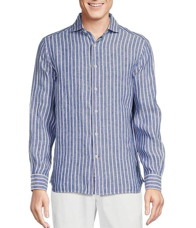 Cremieux Blue Label French Linen Collection Striped Long Sleeve Woven Shirt Product Image