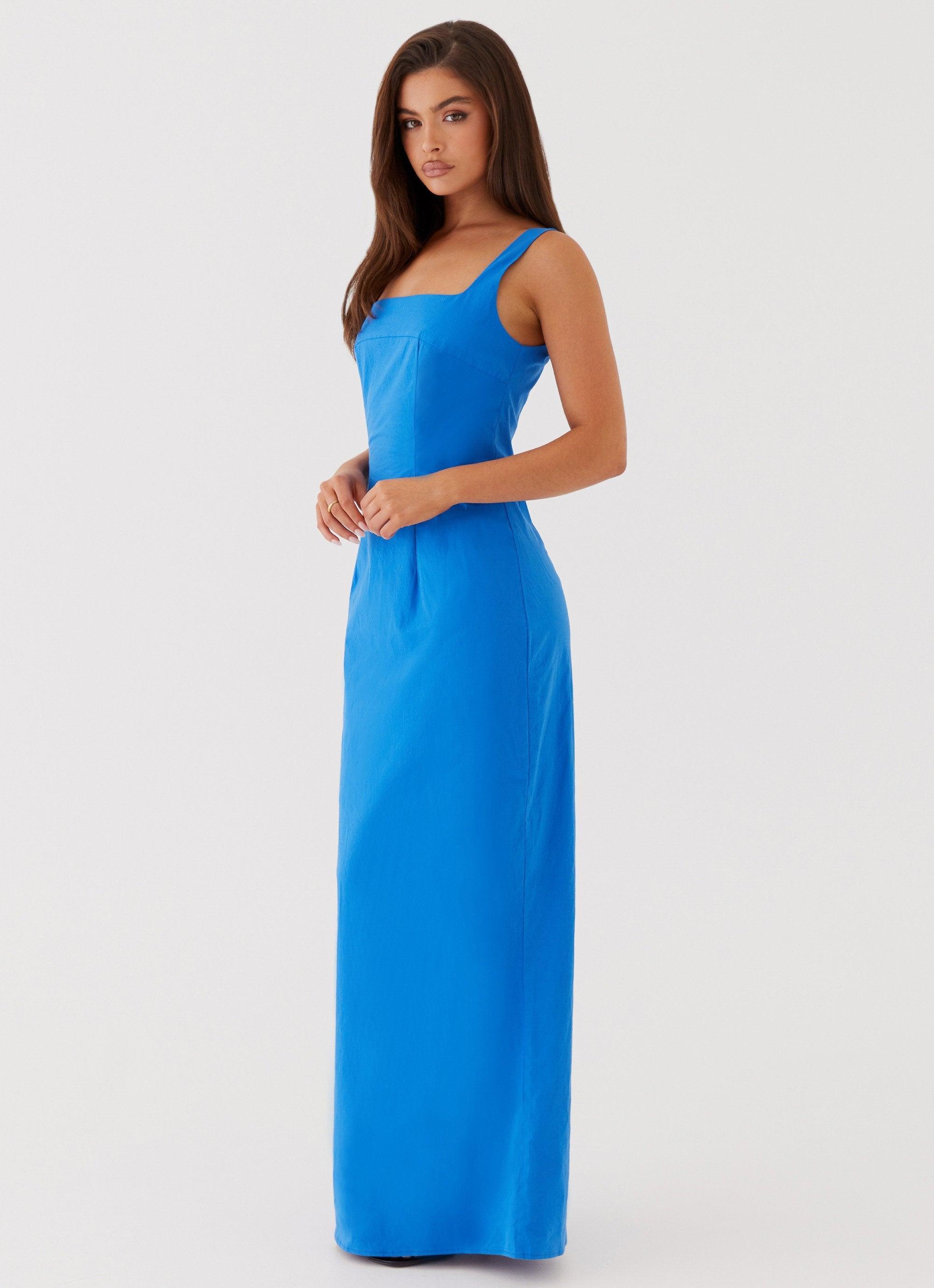 Sonya Square Neck Maxi Dress - Cobalt Product Image