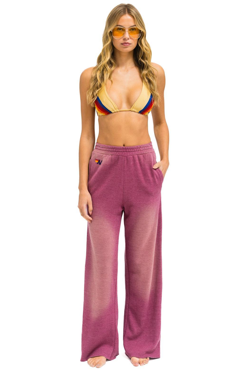 ESSENTIAL WIDE LEG POCKET SWEATPANTS - FADED BERRY Female Product Image