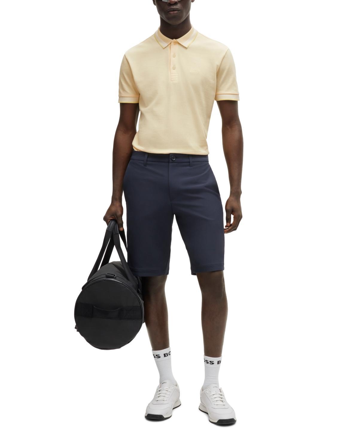 Boss By  Men's Contrast Logo Polo Shirt In Gold Product Image