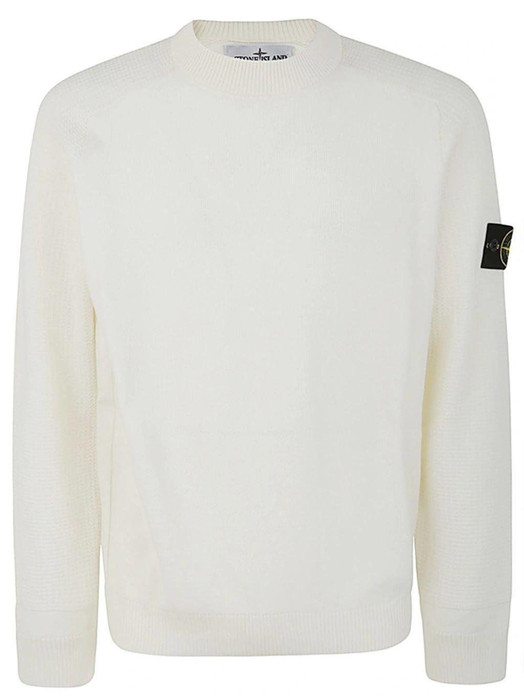 STONE ISLAND Round Neck Sweater Clothing In White Product Image