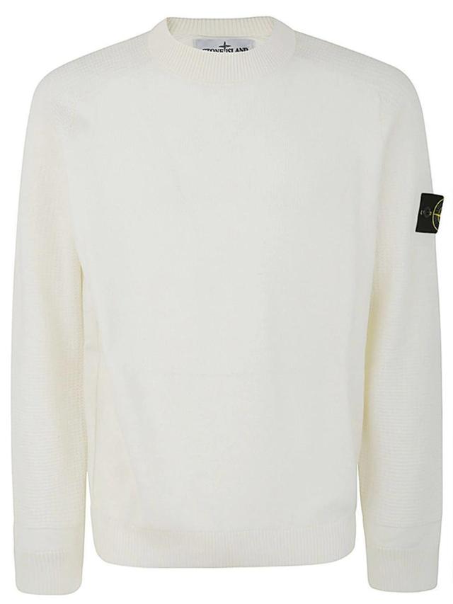 STONE ISLAND Round Neck Sweater Clothing In White Product Image