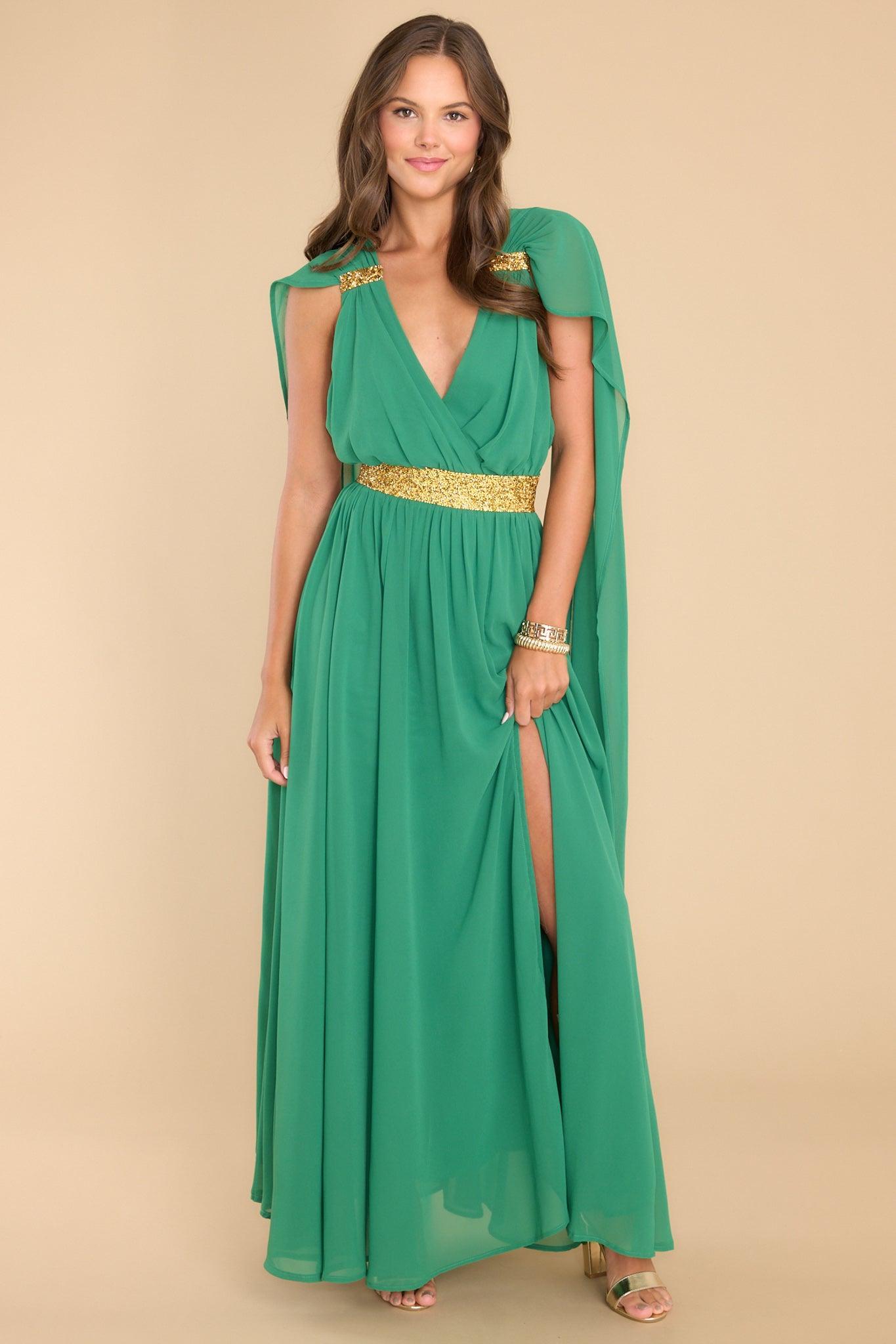 Aura Everyone's Desire Green Maxi Dress Product Image