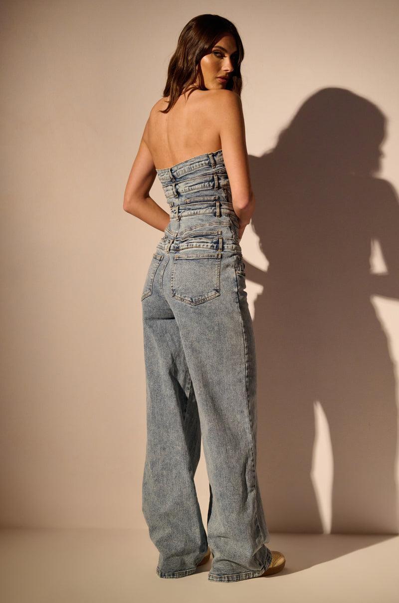 DENIM DENIM DENIM LAYERED JUMPSUIT Product Image