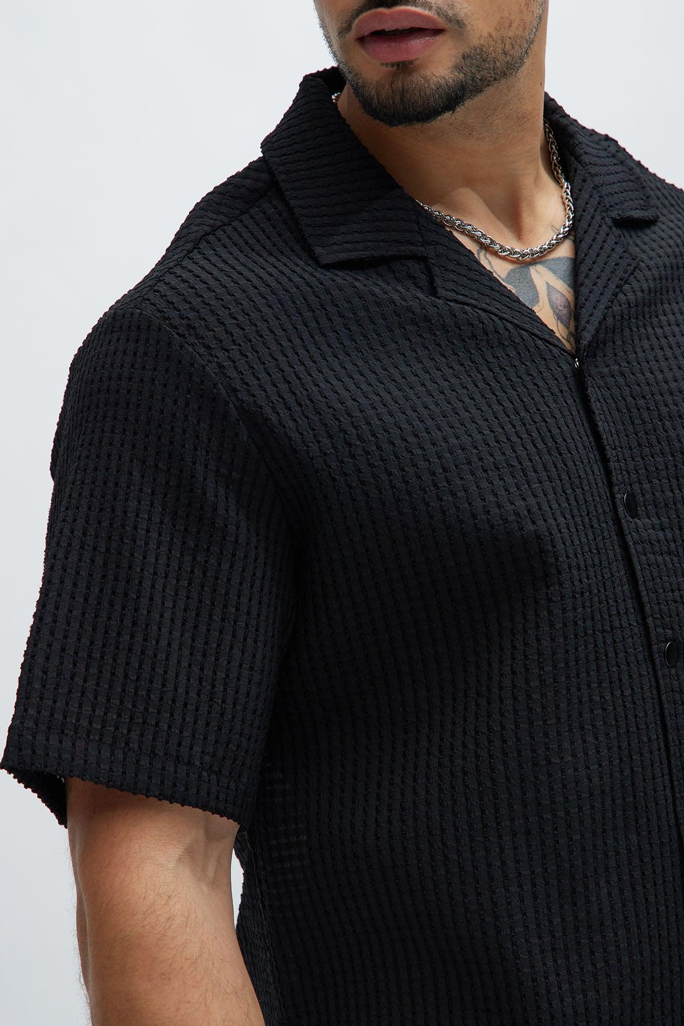 Michael Textured Cropped Shirt - Black Product Image