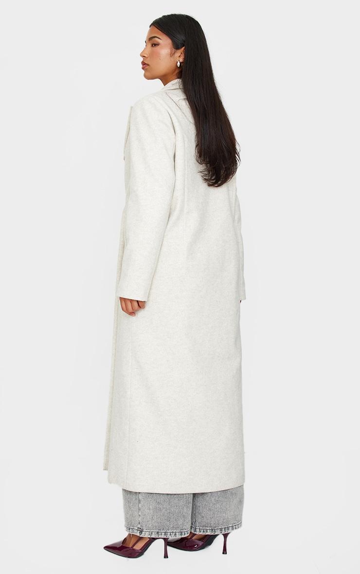  Ecru Wool Look Oversized Drop Shoulder Maxi Coat Product Image