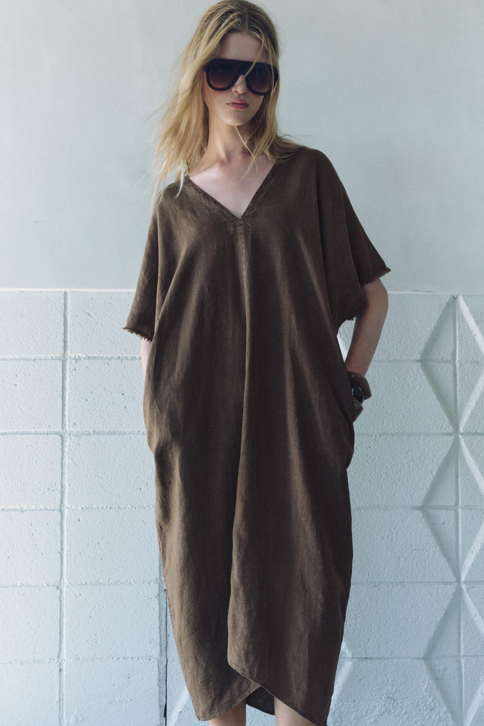 LINEN BLEND TUNIC DRESS ZW COLLECTION Product Image