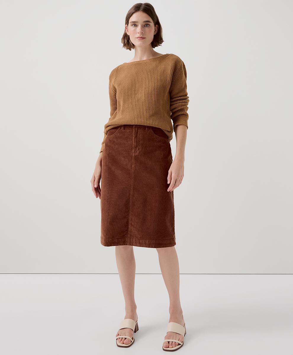 Womens Modern Corduroy Midi Skirt 3XL Product Image