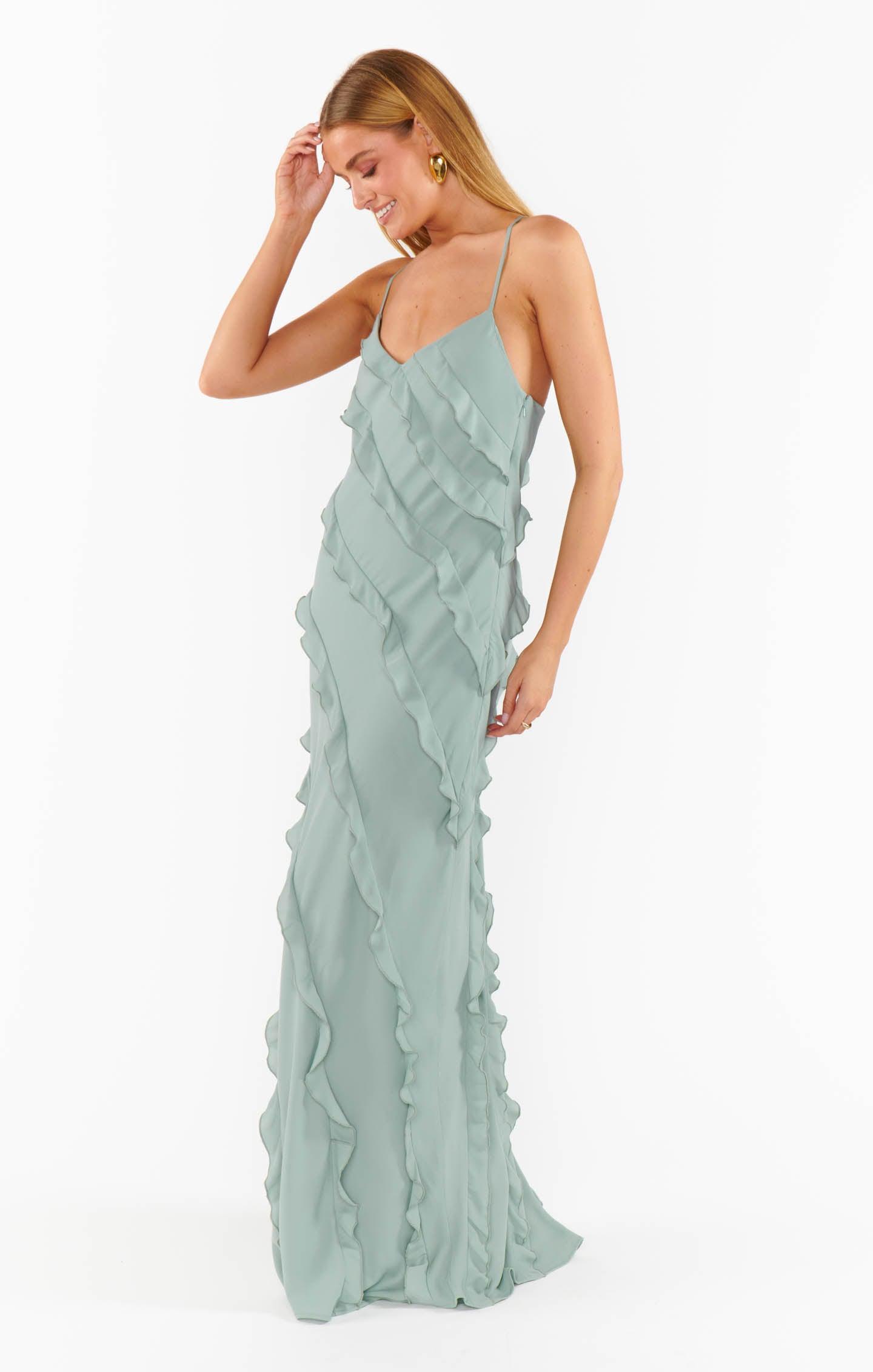 Romance Ruffle Dress ~ Silver Sage Crisp Product Image