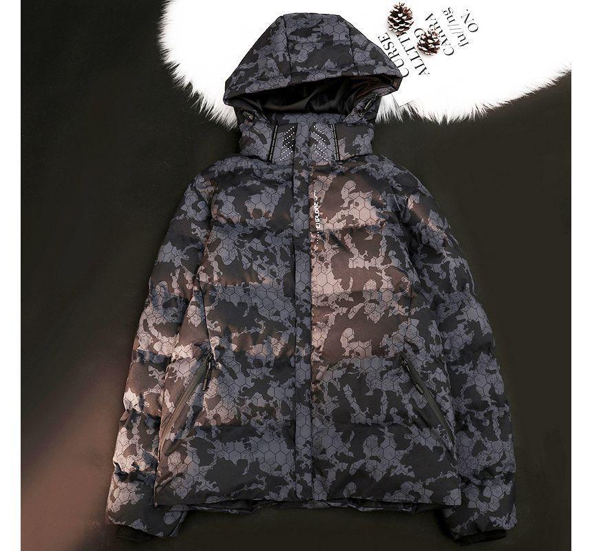 Printed Padded Hooded Zip Jacket Product Image