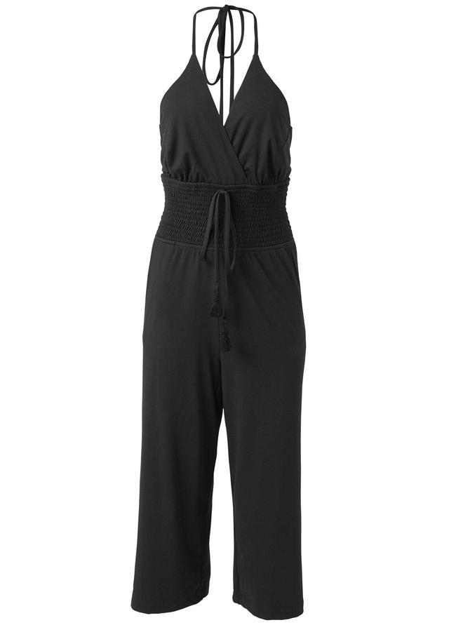 Tassel Halter Jumpsuit - Black Product Image