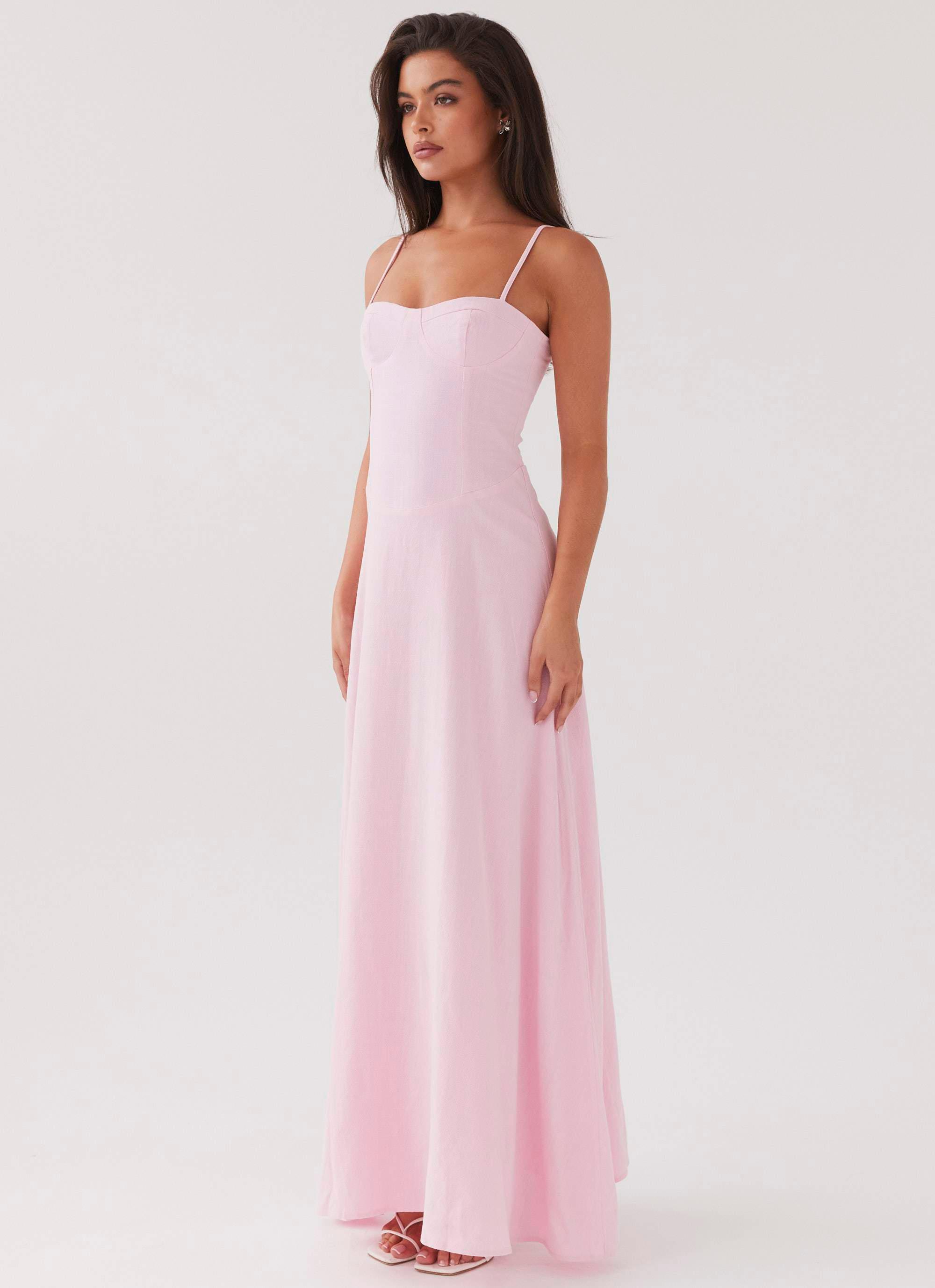 Angelina Linen Maxi Dress - Pink Petal Product Image