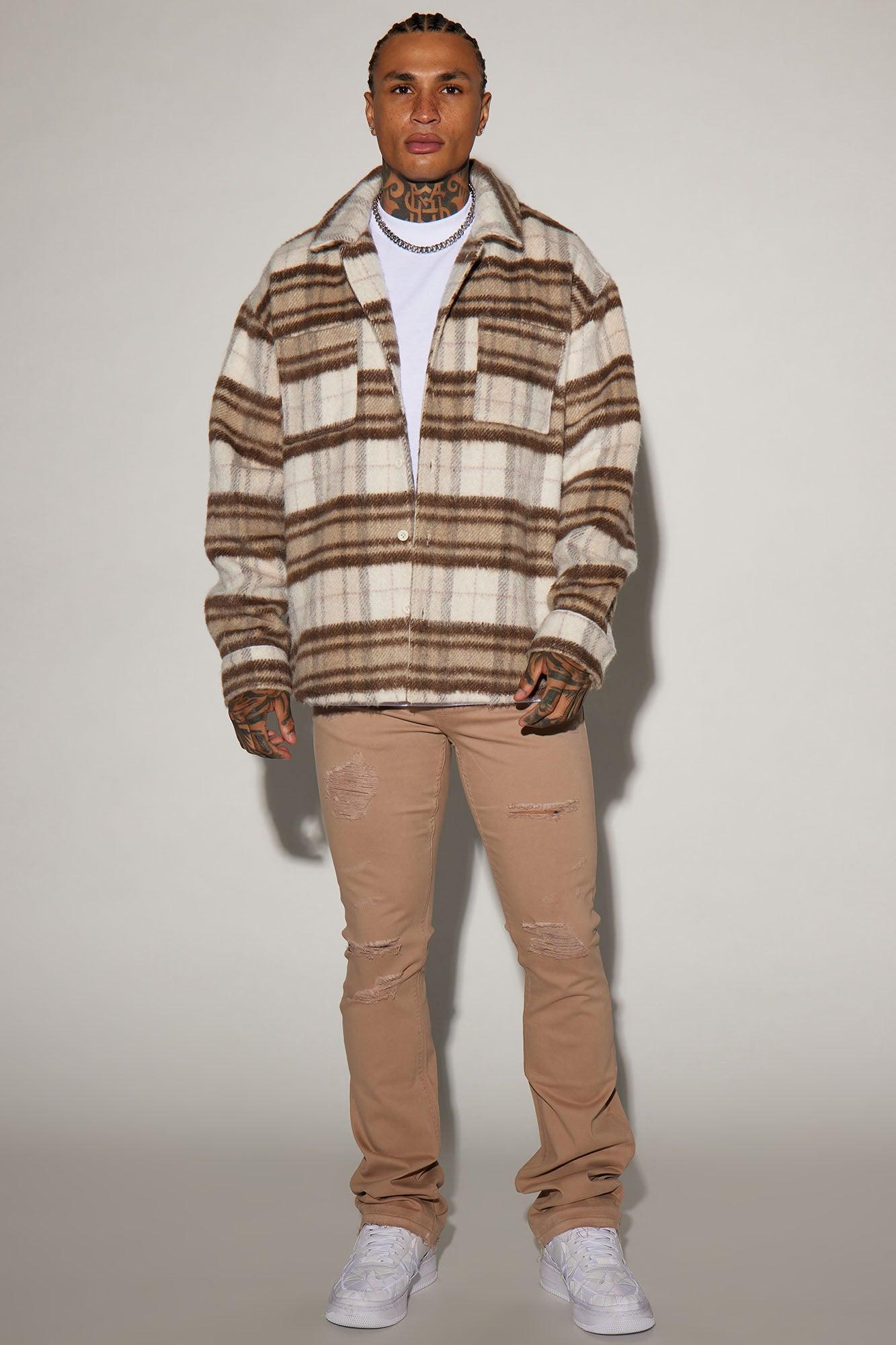 Move Up Plaid Shacket - Cream/combo Product Image