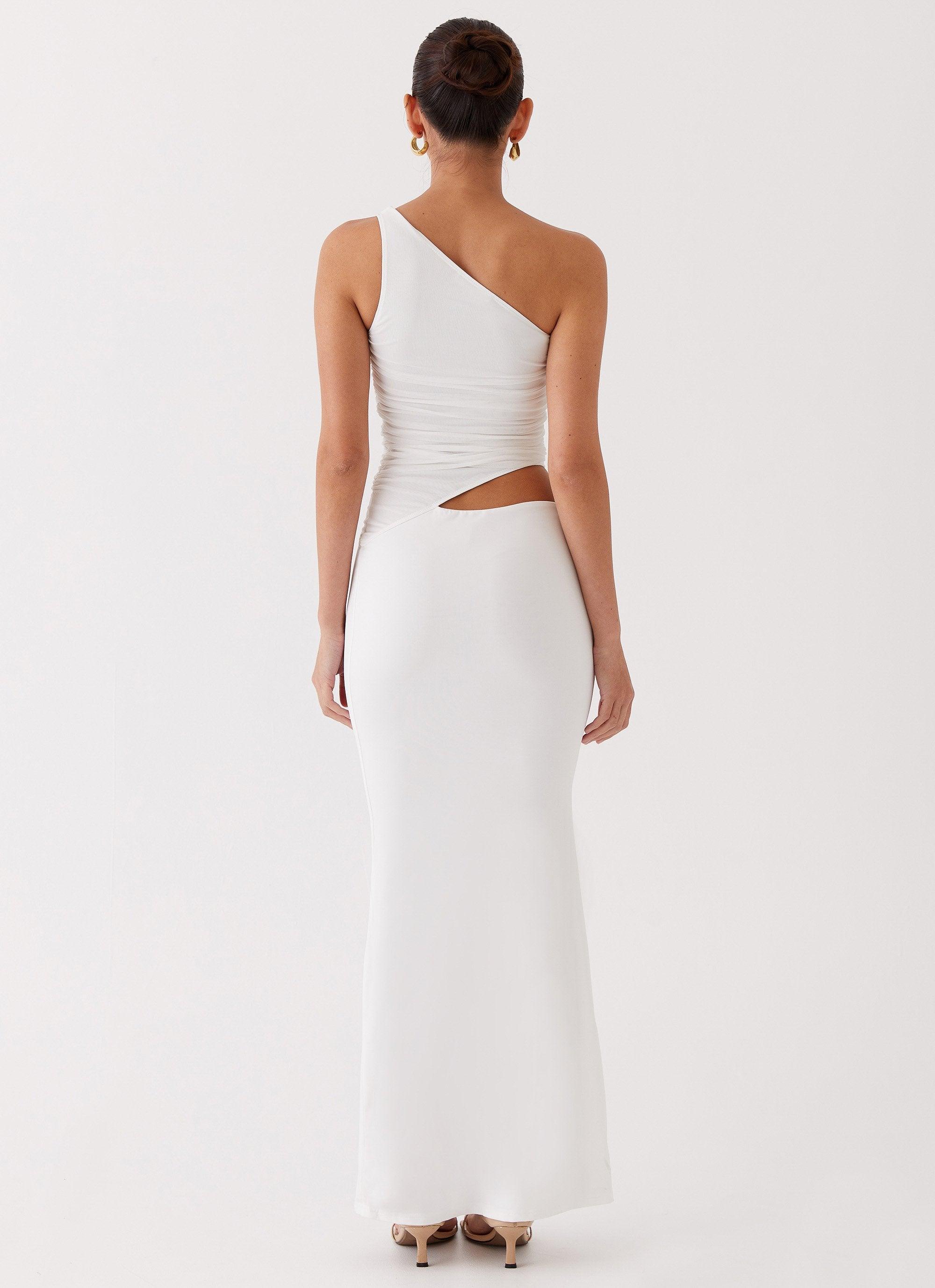 Seranella One Shoulder Maxi Dress - White Product Image