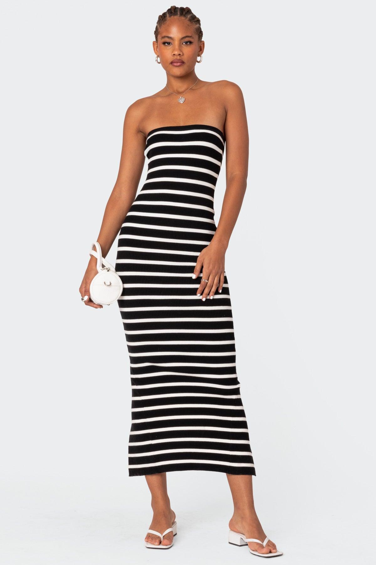 Knit Back Slitted Maxi Dress Product Image