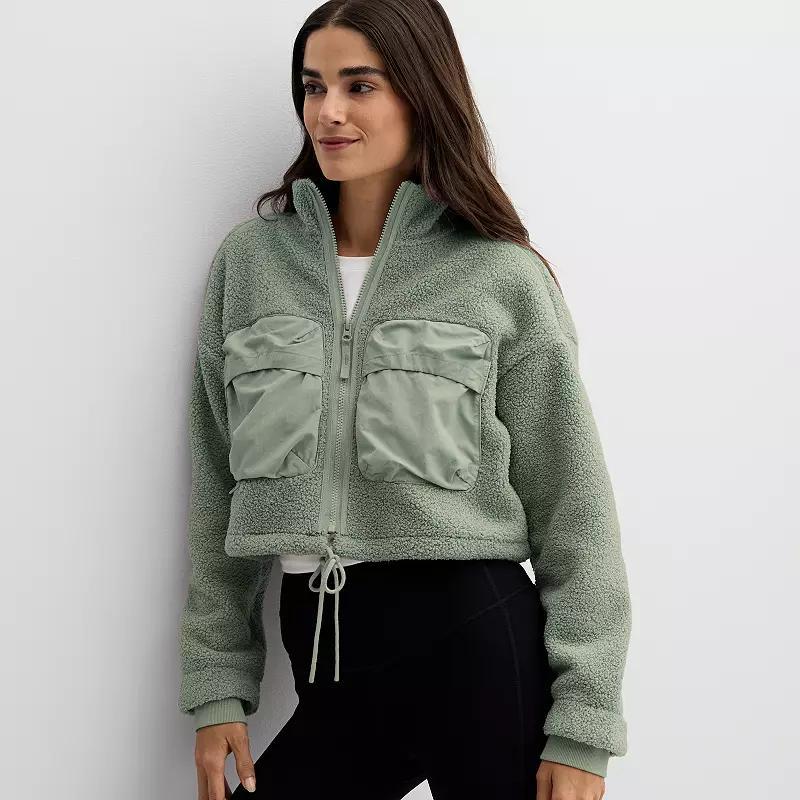 Womens FLX Mix Media Cropped Sherpa Jacket Product Image