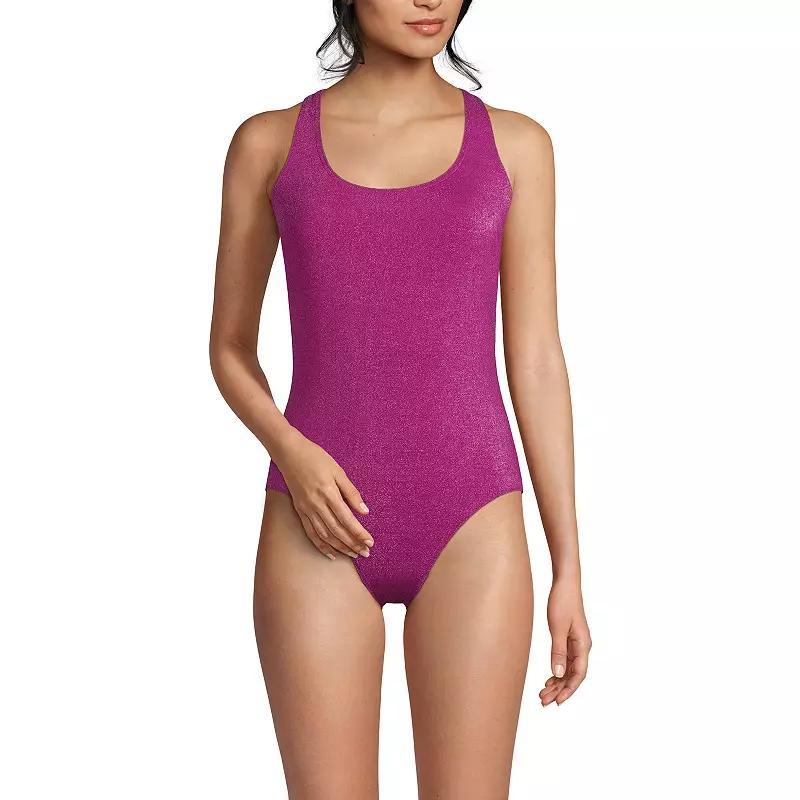 Womens Lands End Tugless Shine One-Piece Swimsuit Product Image