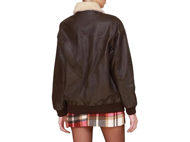 Avec Les Filles Genuine Leather Relaxed Aviator Jacket (Espresso) Women's Jacket Product Image