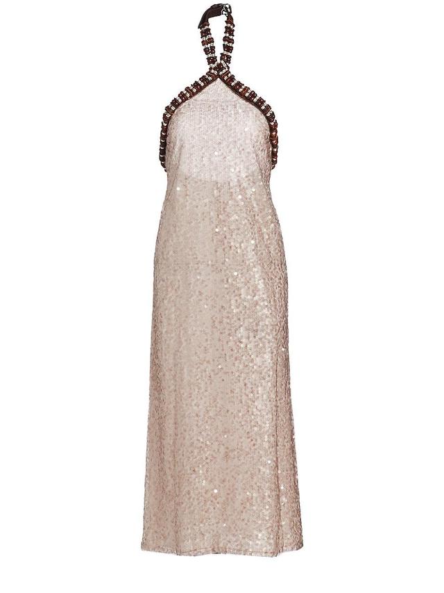 Womens Vette Sequined Halter Midi-Dress Product Image