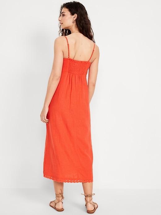 Linen-Blend Cami Midi Dress Product Image