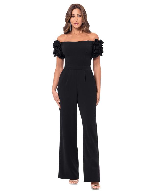 Women's Ruffled Off-The-Shoulder Straight-Leg Jumpsuit Product Image