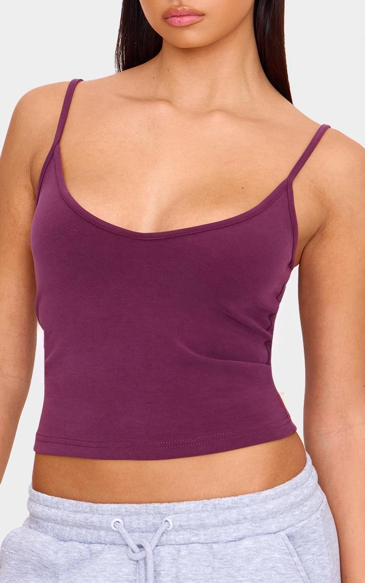 Burgundy Premium Soft Touch V Neck Strappy Cami Product Image