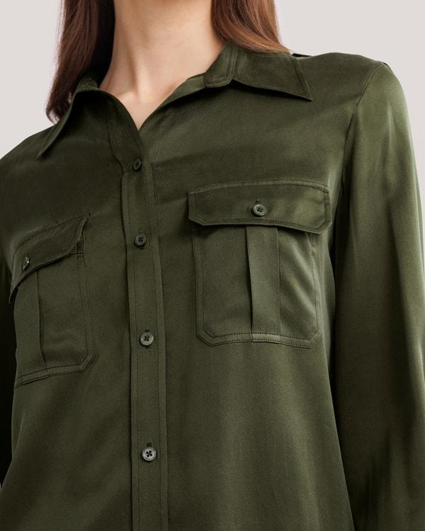 Sandwashed Silk Shirt With Epaulettes Product Image