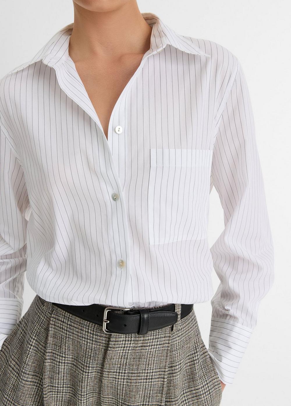 Striped Cotton Relaxed Straight Shirt Product Image