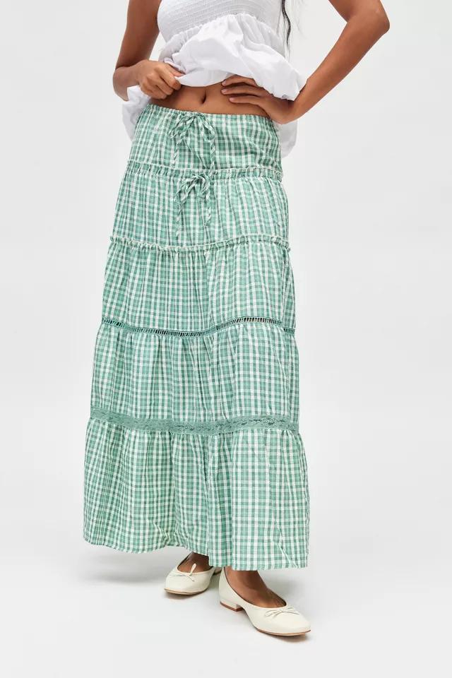 Daisy Street Tiered Gingham Maxi Skirt Product Image