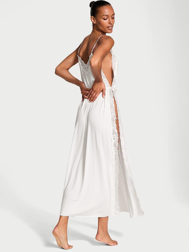 Modal Lace-Trim High-Slit Maxi Slip Dress Product Image