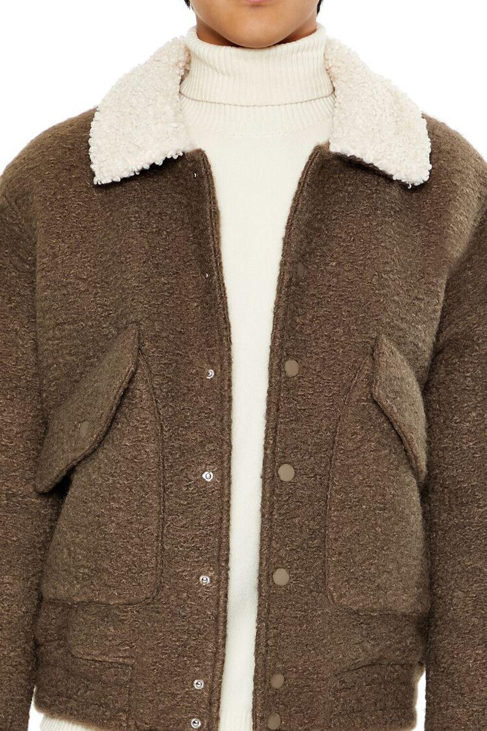 Faux Shearling Collar Jacket | Forever 21 Product Image