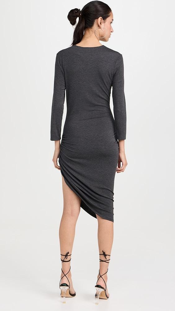 Norma Kamali 3/4 Sleeve Crew Neck Side Drape Mini Dress | Shopbop Product Image