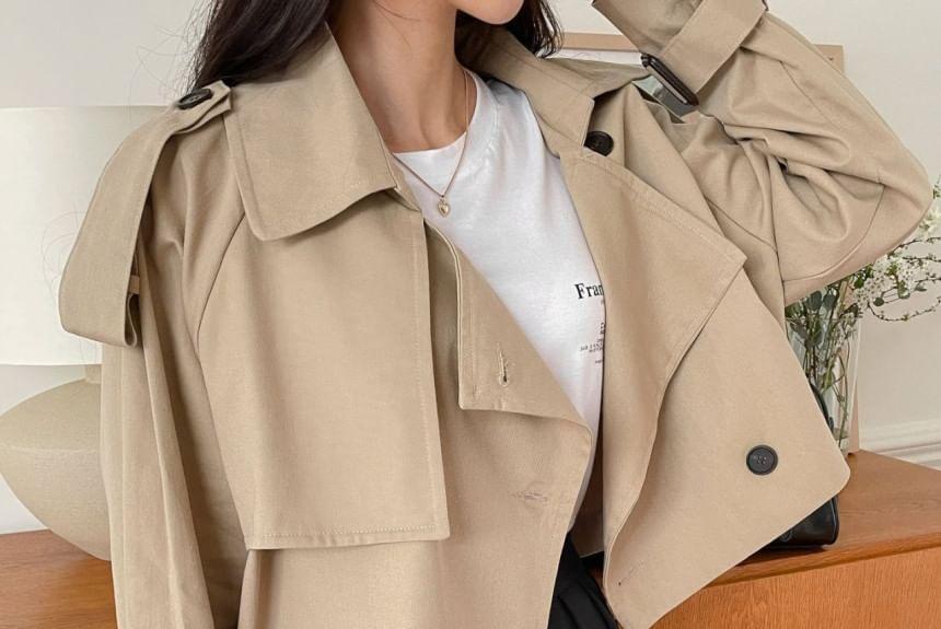 Zip-Up Plain Trench Jacket Product Image