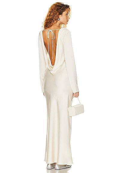 Helsa Angelica Backless Maxi Dress Ivory. (also in S, XS, XXS). Product Image