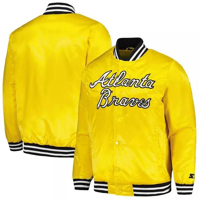 Mens Starter Atlanta Braves Cross Bronx Fashion Satin Full-Snap Varsity Jacket Product Image