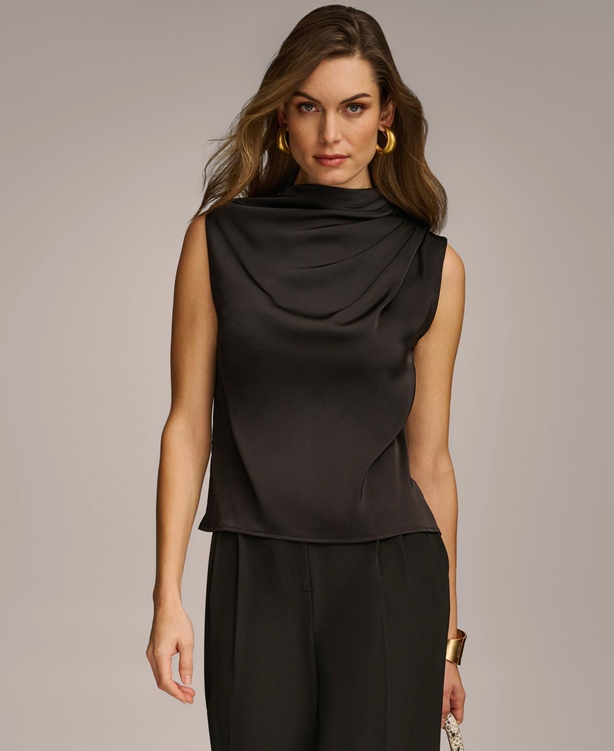 Women's Draped Mock Neck Sleeveless Top Product Image