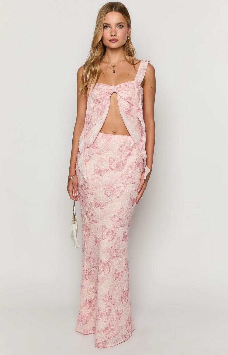 Jacqulin Pink Butterfly Maxi Skirt Product Image