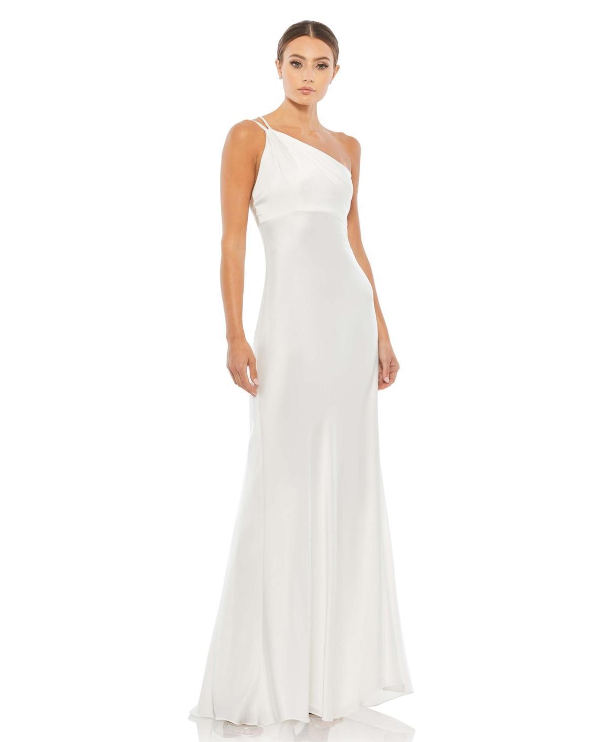 Womens Asymmetric Satin Column Gown Product Image