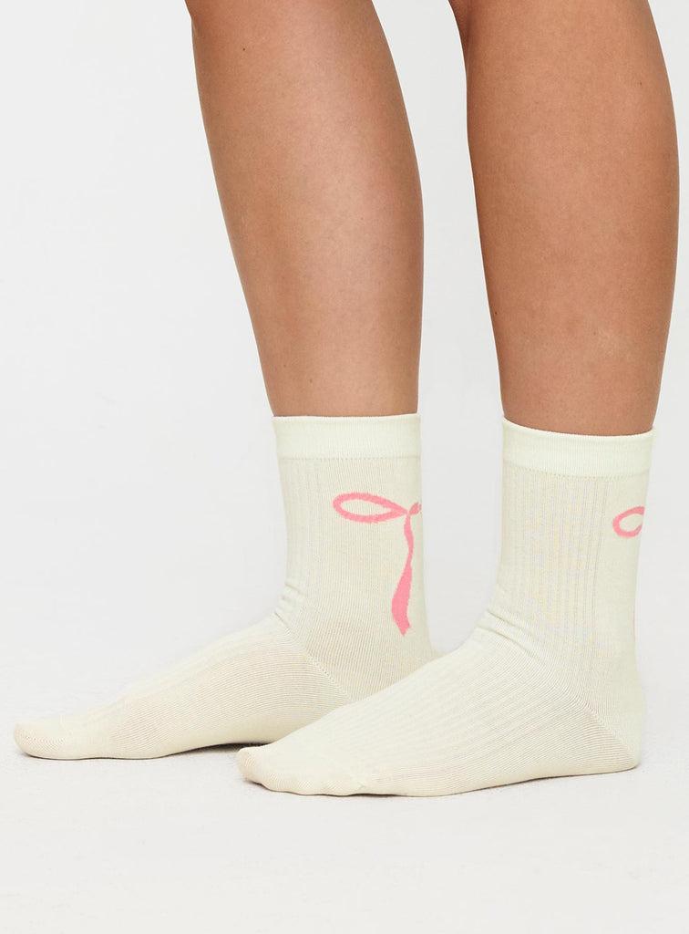 Bow Out Socks White/ Pink Product Image