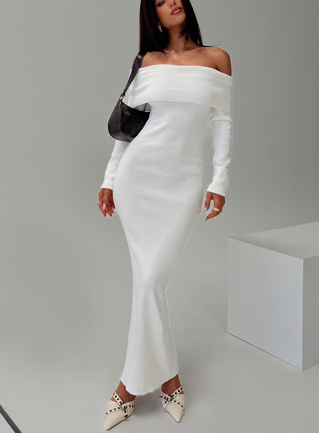 Celestara Off The Shoulder Maxi Dress White Product Image