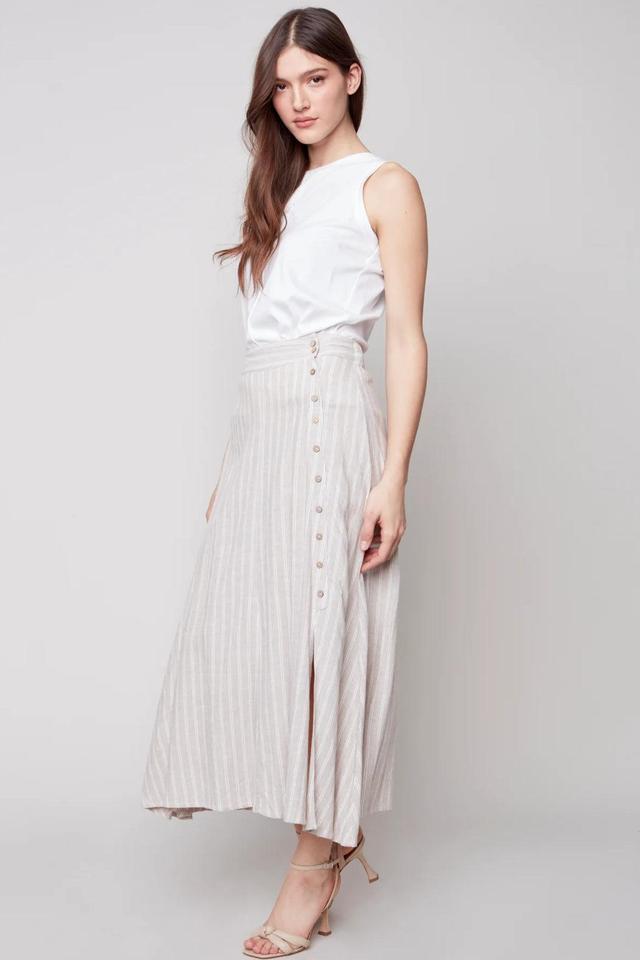 Long Striped Linen Skirt Female Product Image