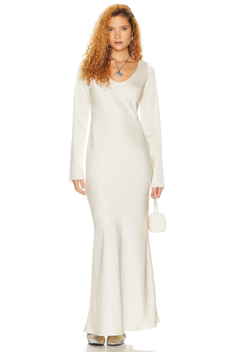 Helsa Angelica Backless Maxi Dress Ivory. (also in S, XS, XXS). Product Image